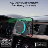 شاحن هاتف لاسلكي مغناطيسي للسيارة 2 في 1 من بروميت بقوة 15 واط مع سماعة لاسلكية مدمجة بتقنية ENC